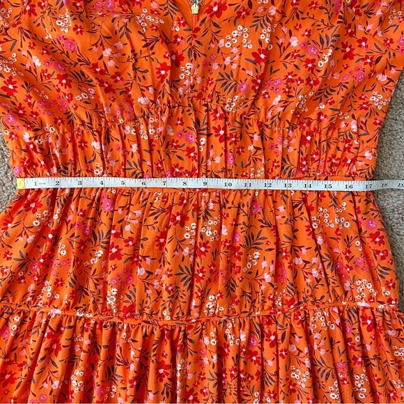 Draper James Apricot Orange Pansy Floral Margo Flutter Sleeve Midi Dress NWT 12 - Picture 7 of 11